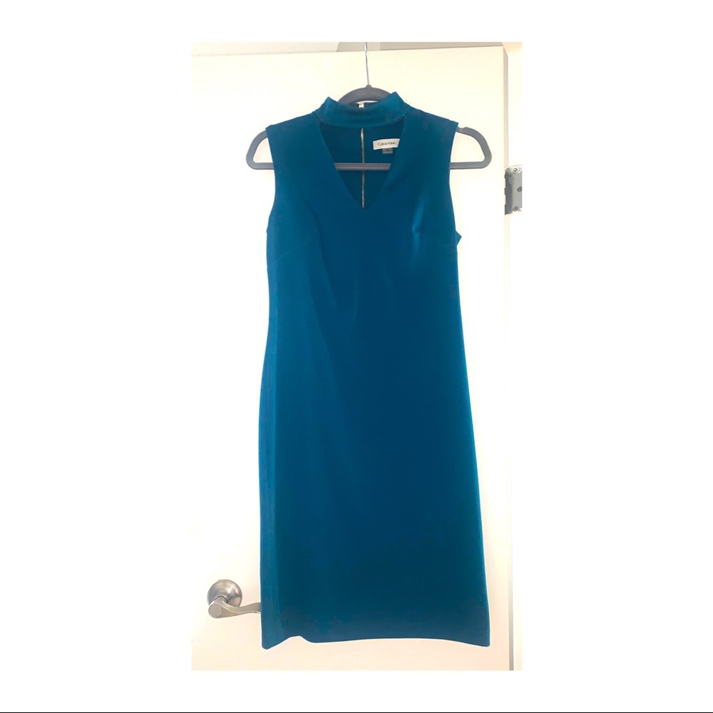 Teal Calvin Klein chocker sleeveless dress